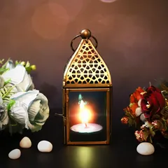 Hilalful Authentic Handmade Lantern (13 cm x 6 cm x 6 cm, Turquoise)