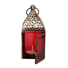 Hilalful Authentic Handmade Lantern (13 cm x 6 cm x 6 cm, Red)