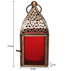 Hilalful Authentic Handmade Lantern (13 cm x 6 cm x 6 cm, Red)