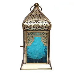 Hilalful Authentic Handmade Lantern (17 x 9 x 9 cm, Turquoise)