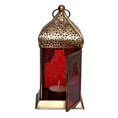 Hilalful Authentic Handmade Lantern (17 x 9 x 9 cm, Red)