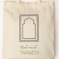 Hilalful Meet Me At Taraweeh Reusable Cotton Tote Bag (35 x 40 cm)