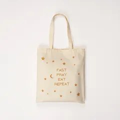 Hilalful Fast Pray Eat Repeat Reusable Cotton Tote Bag (35 x 40 cm)