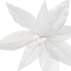 Atmosphera Clip-On Poinsettia Tree Ornament (25 x 6.5 x 25 cm, White)