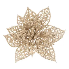 Atmosphera Clip-On Poinsettia Tree Ornament (10 x 5 x 10 cm, Gold)