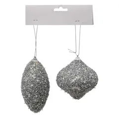 Atmosphera Textured Tree Ornament Set (2 Pc., Silver)