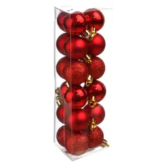 Atmosphera Plastic Bauble Set (18 Pc., 3 x 4.2 cm, Red)