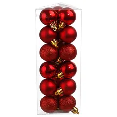 Atmosphera Plastic Bauble Set (18 Pc., 3 x 4.2 cm, Red)