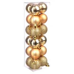 Atmosphera Plastic Bauble Set (18 Pc., 3 x 4.2 cm, Gold)