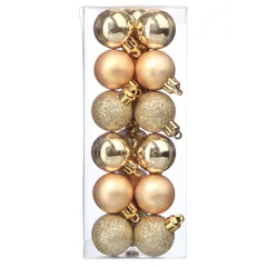 Atmosphera Plastic Bauble Set (18 Pc., 3 x 4.2 cm, Gold)