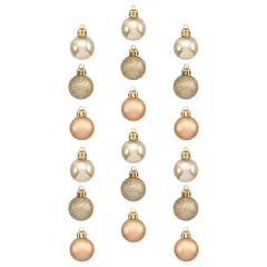 Atmosphera Plastic Bauble Set (18 Pc., 3 x 4.2 cm, Gold)