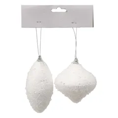 Atmosphera Textured Tree Ornament Set (2 Pc., White)