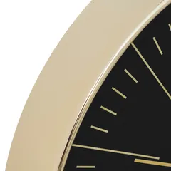 Atmosphera Plastic & Glass Wall Clock (30 x 4.5 cm, Black & Gold)