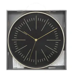 Atmosphera Plastic & Glass Wall Clock (30 x 4.5 cm, Black & Gold)