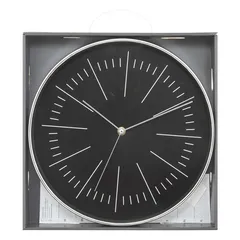 Atmosphera Plastic & Glass Wall Clock (30 x 4.5 cm, Black & Silver)