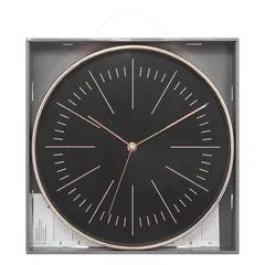 Atmosphera Plastic & Glass Wall Clock (30 x 4.5 cm, Black & Copper)