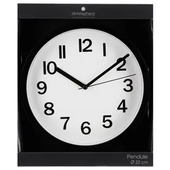 Atmosphera Plastic Wall Clock (22.3 x 3.8 cm, Black)