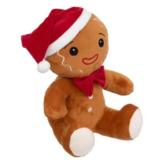 Atmosphera Gingerbread Man W/Santa Hat Plush Toy (20 x 18 x 25 cm)