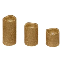 Atmosphera Battery-Operated LED Glitter Candle Set (3 Pc., Gold)