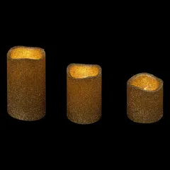 Atmosphera Battery-Operated LED Glitter Candle Set (3 Pc., Gold)