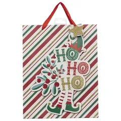 Atmosphera Festive Stripes Gift Bag (26 x 12.7 x 32.4 cm)