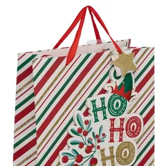 Atmosphera Festive Stripes Gift Bag (26 x 12.7 x 32.4 cm)