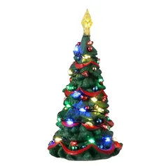 Lemax Battery-Operated Joyful Christmas Tree Festive Décor (12.5 x 10 x 8.5 cm)