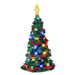 Lemax Battery-Operated Joyful Christmas Tree Festive Décor (12.5 x 10 x 8.5 cm)