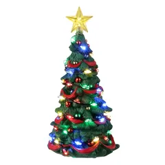 Lemax Battery-Operated Joyful Christmas Tree Festive Décor (12.5 x 10 x 8.5 cm)