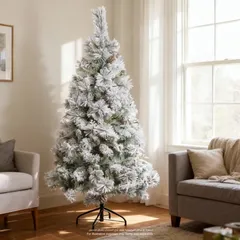 Feeric Minnesota Artificial Flocked Festive Tree (120 x 210 cm)