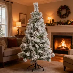 Feeric Minnesota Artificial Flocked Festive Tree (120 x 210 cm)