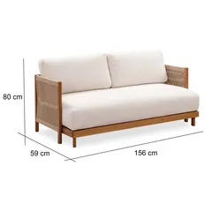 Ventura Acacia Wood 2-Seater Sofa (59 x 156 x 80 cm)