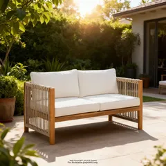 New Monterrey Acacia Wood 2-Seater Outdoor Sofa (66 x 132 x 64 cm)