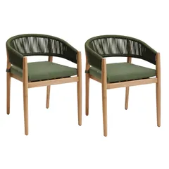 Hesperide Tevio Acacia & Polyester Dining Chair (2 Pc., 58 x 62 x 77 cm, Olive)