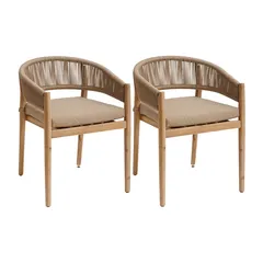 Hesperide Tevio Acacia & Polyester Dining Chair (2 Pc., 58 x 62 x 77 cm, Honey)