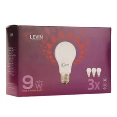 عبوة لمبات LED E27 نوع A ليفين (3 قطع، 9 واط، أبيض مُصفر)