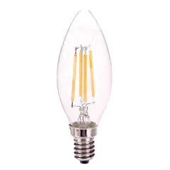 لمبة شمعة بفتيل LED E14 C37 ليفين (4 واط، أبيض مُصفر)