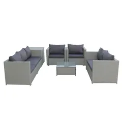 Larnaca 7-Seater PE Rattan & Steel Sofa Set W/Storage Unit