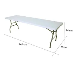 Plastic & Steel Folding Table (240 x 75 x 74 cm)