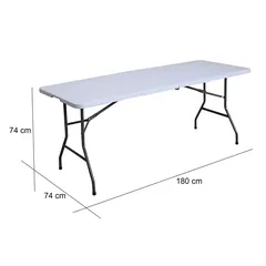 طاولة بلاستيك وفولاذ قابلة للطي (180 × 74 × 74 سم)
