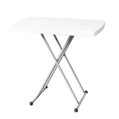 طاولة بلاستيك وفولاذ قابلة للطي والتعديل (76 × 50 × 50/63/74 سم)