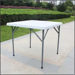 Plastic & Steel Square Table (86 x 86 x 74 cm)