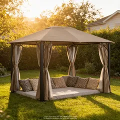 مظلة حديقة فولاذ مع ناموسية كاليه (298 × 395 × 267 سم)