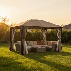 مظلة حديقة فولاذ مع ناموسية كاليه (298 × 395 × 267 سم)