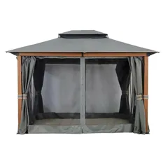 مظلة حديقة فولاذ مع ناموسية وستائر مارسيل (328 × 398 × 298 سم)