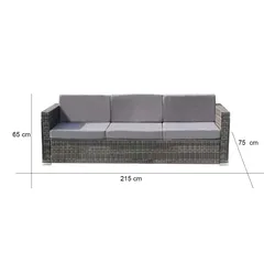 Rotterdam 5-Seater PE Rattan & Steel Sofa Set W/Cushions