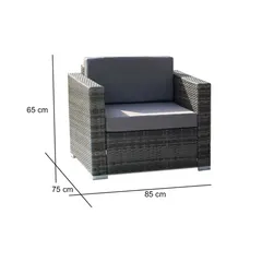 Rotterdam 5-Seater PE Rattan & Steel Outdoor Sofa Set W/Cushions