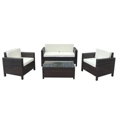 Antwerp 4-Seater PE Rattan & Steel Sofa Set W/Cushions