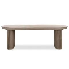 Tambour Acacia Wood Oval Dining Table (233.7 x 101.6 x 76.5)