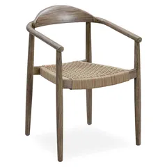 كرسي سفرة خشب أوكالبتوس وحبال جافي (قطعتان ، 56 × 53 × 79 سم)